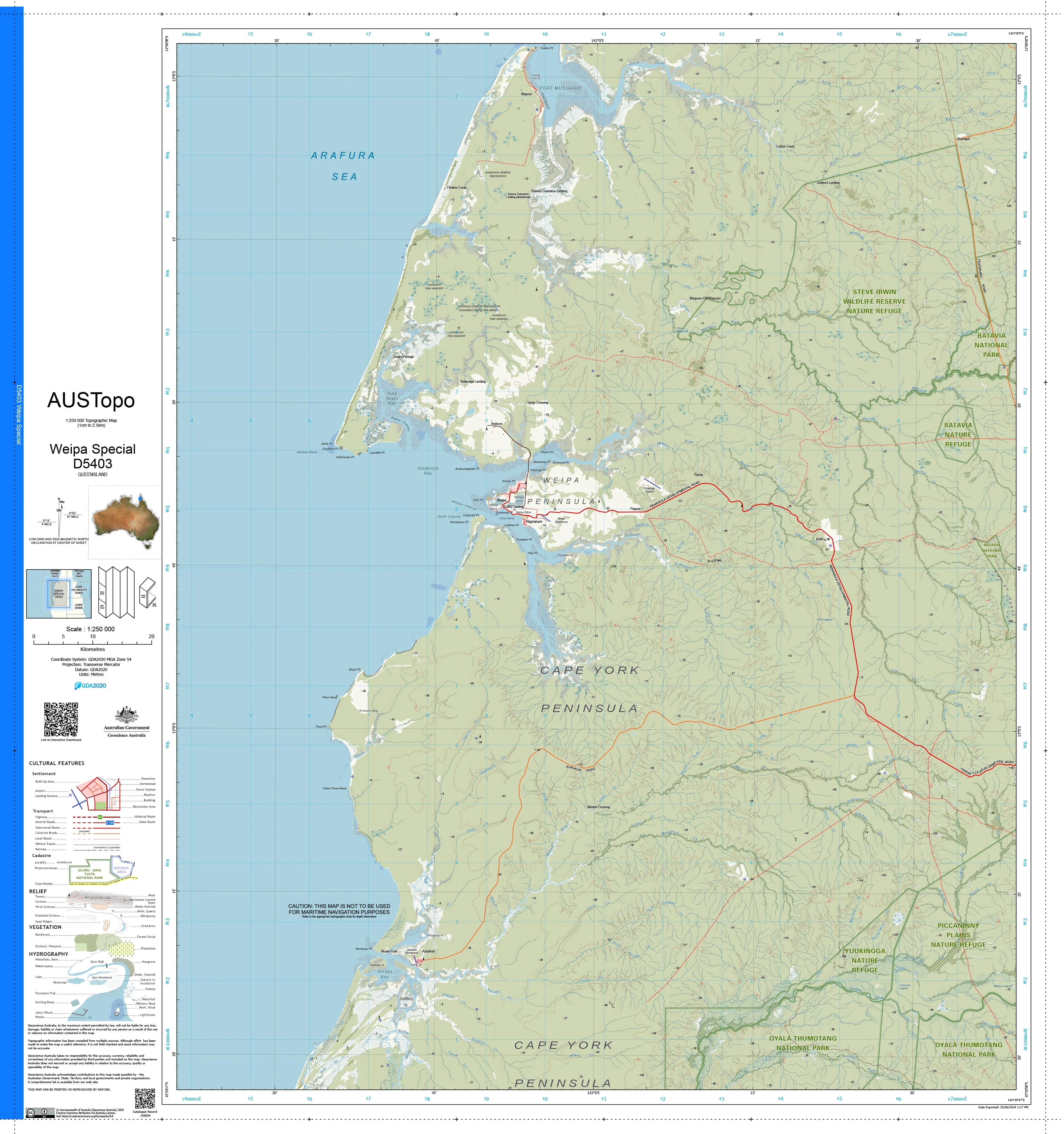 Weipa Special D5403 AUSTopo 1:250,000 Map