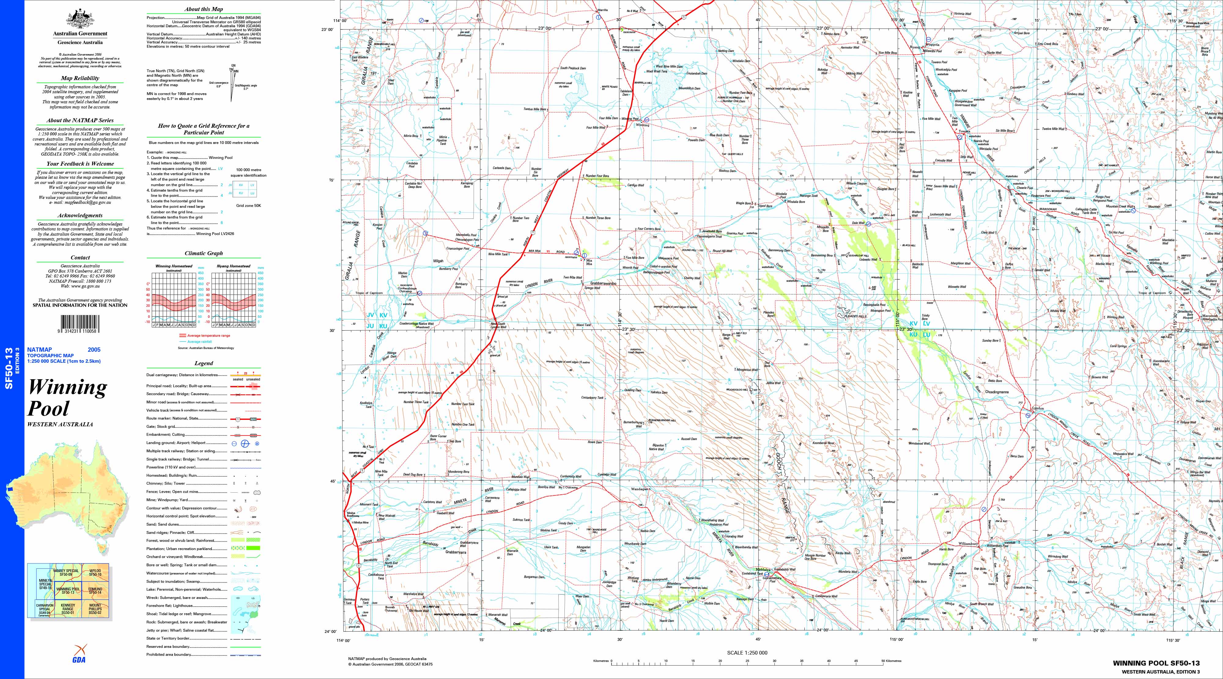 Winning Pool SF50-13 Topographic Map 1:250k