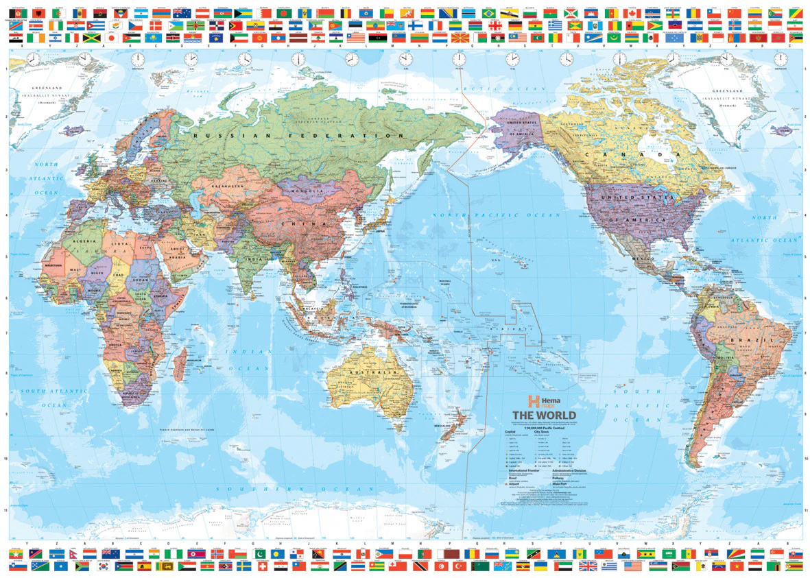 World & Flags Pacific Centred Hema Folded Map - Image 2