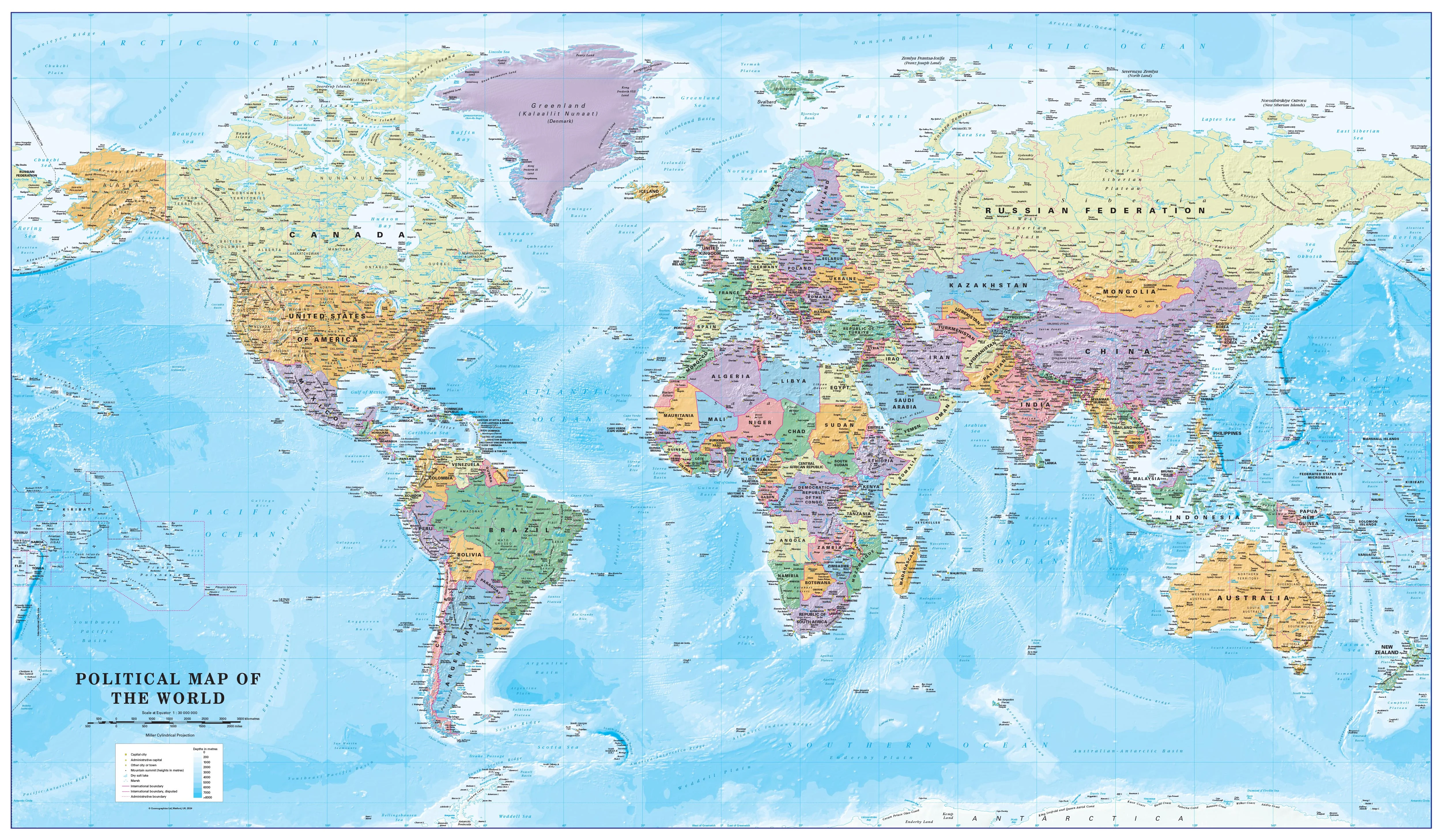 World Political Large 1002 x 595mm (Africa Centred) Cosmographics 2026