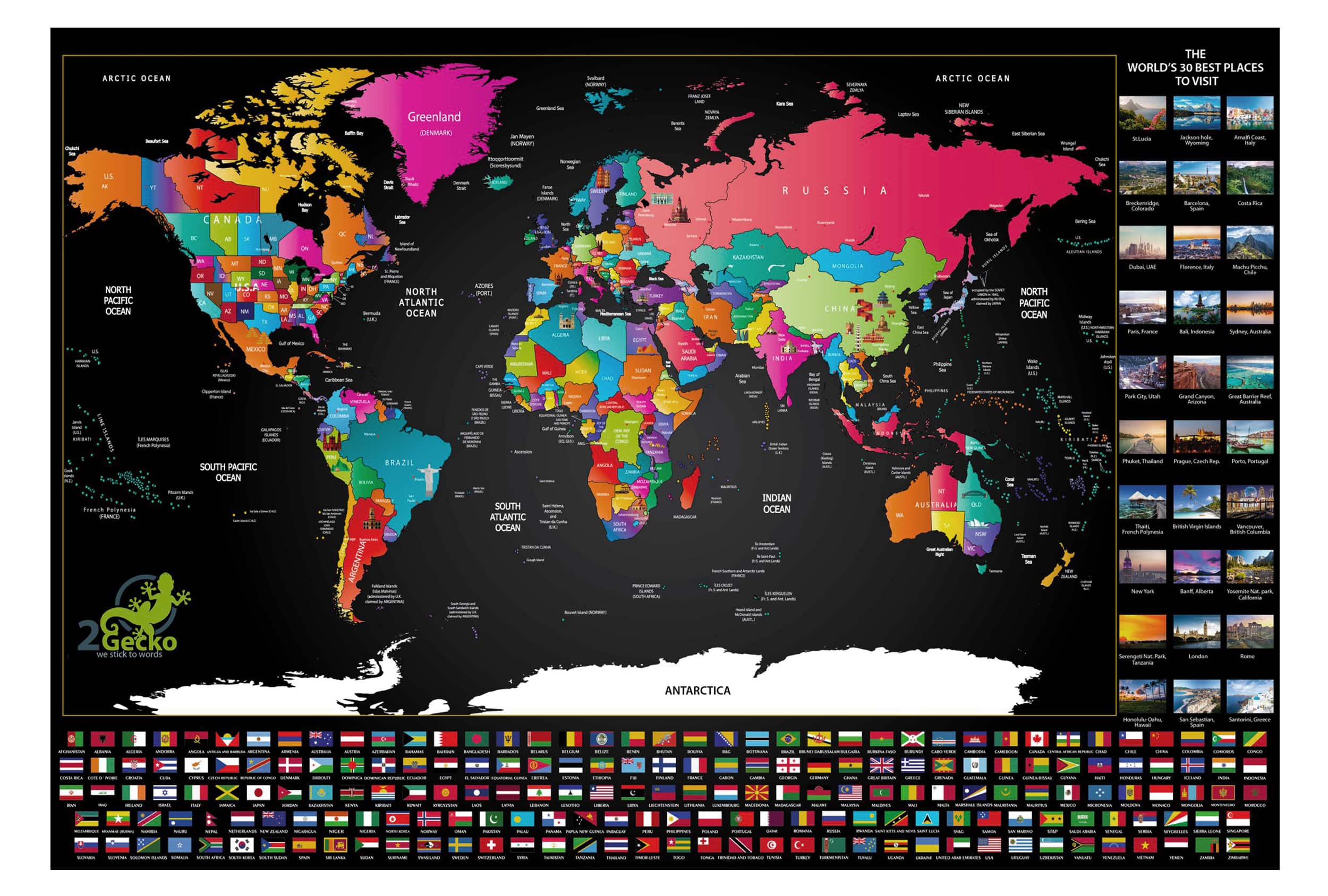 World & Flags Deluxe Scratch Map 810 x 610mm - Image 3