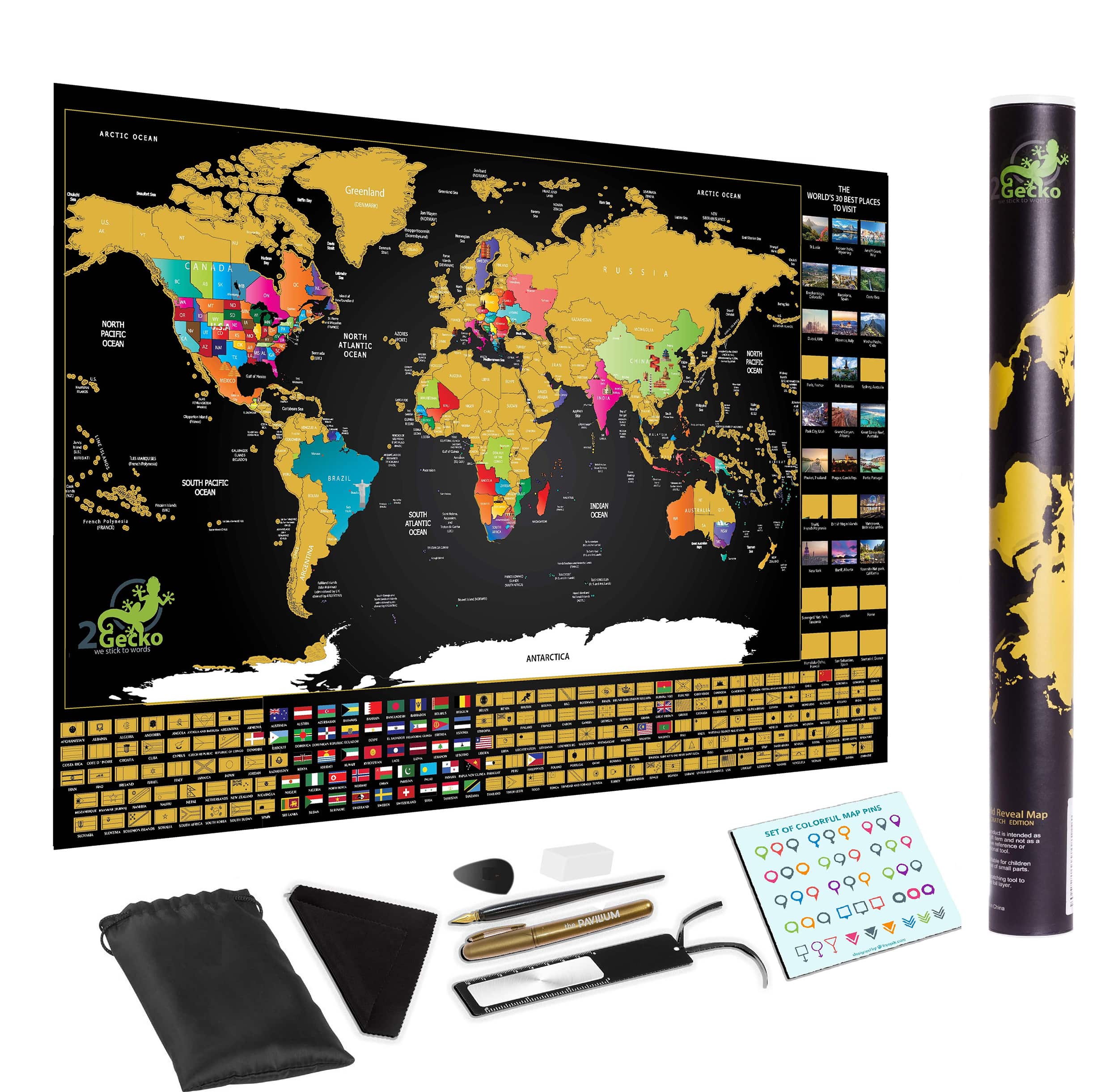 World & Flags Deluxe Scratch Map 810 x 610mm - Image 4