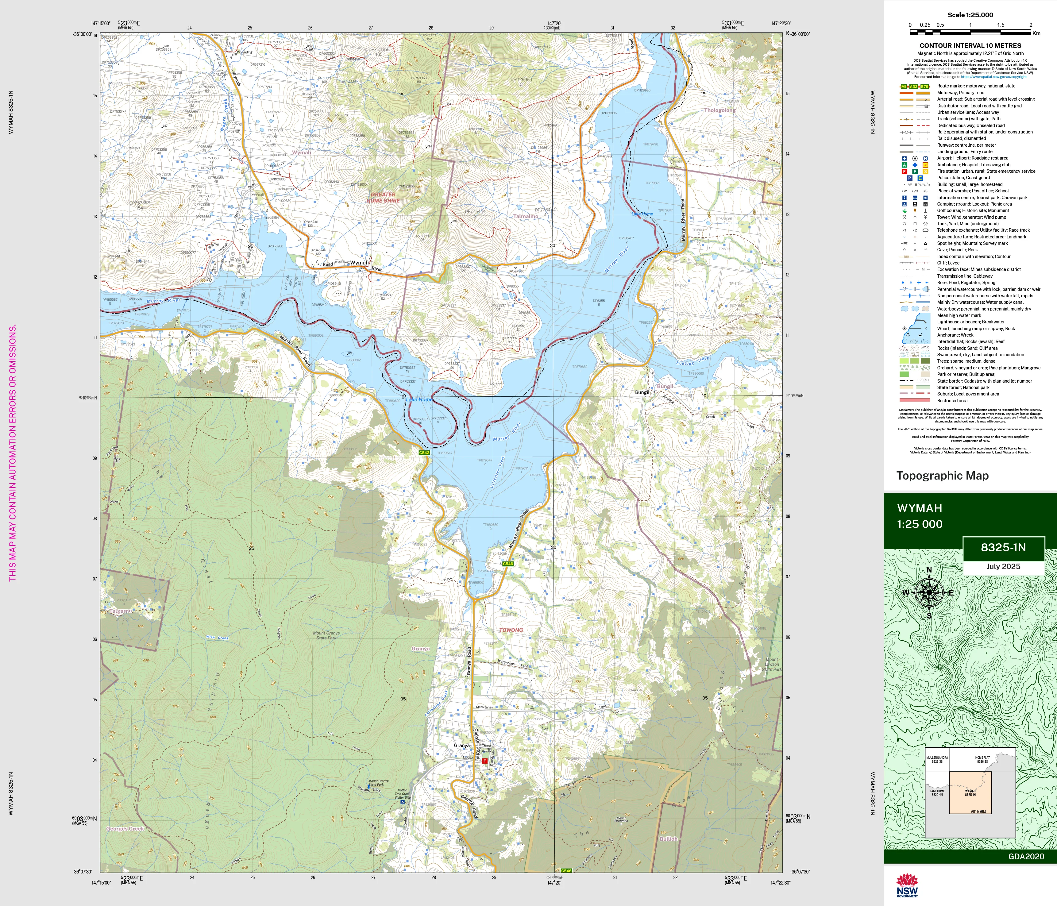 Wymah 8325-1N Topographic Map 1:25k