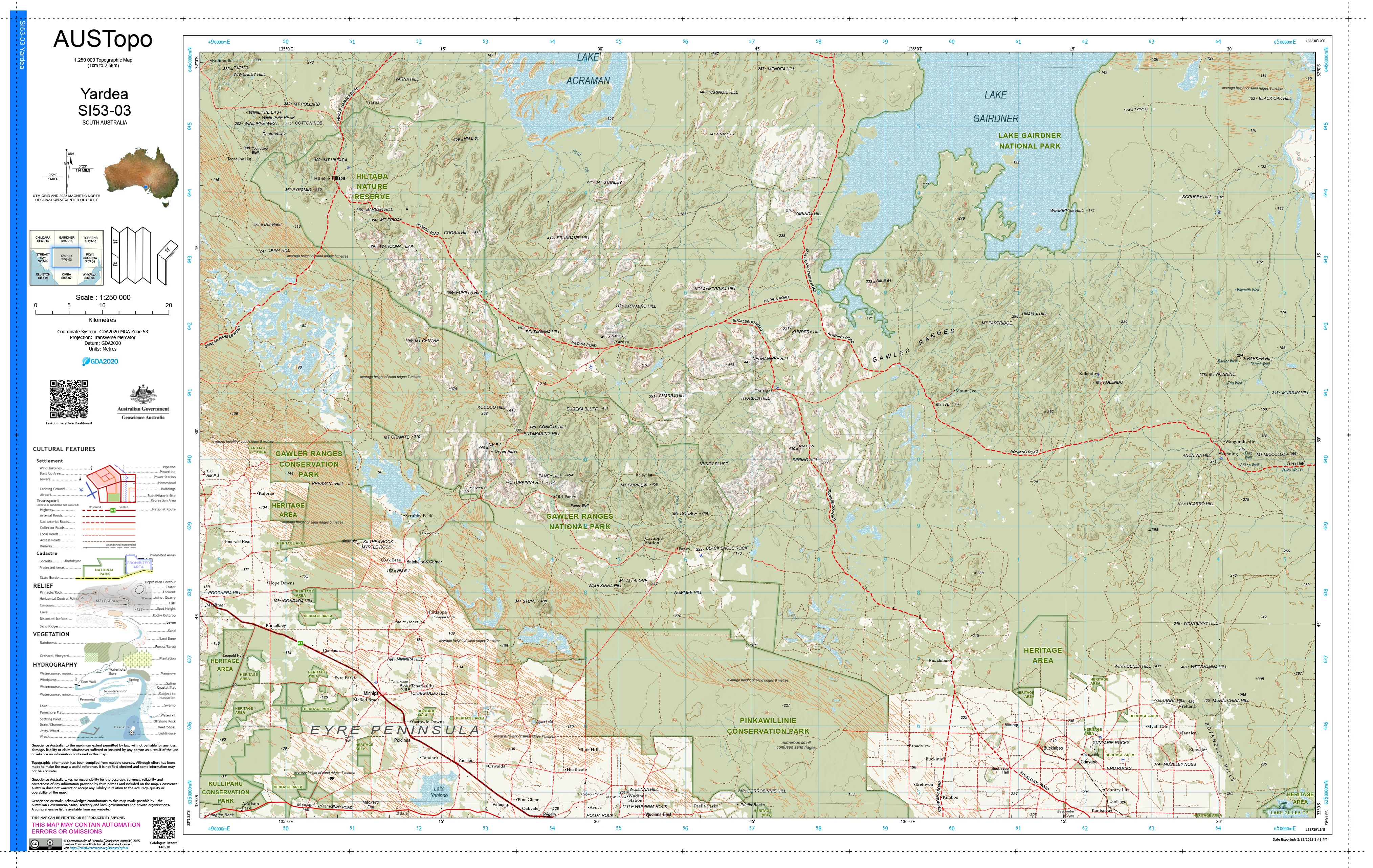 Yardea I5303 AUSTopo 1:250,000 Map